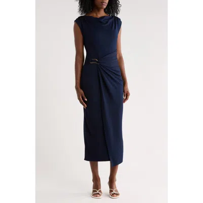 Halogen ® Asymmetric Shirred Waist Body-con Dress In Blue