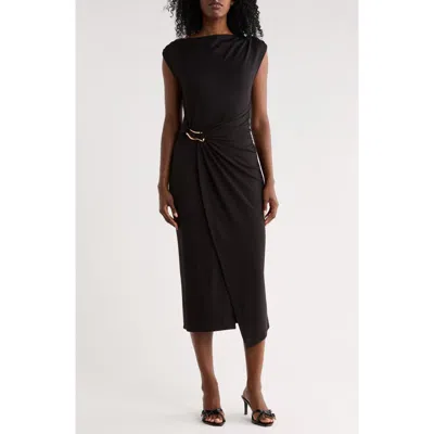 Halogen ® Asymmetric Shirred Waist Body-con Dress In Black