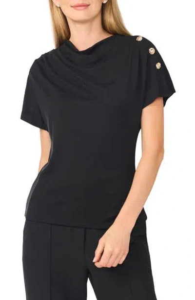 Halogen ® Asymmetrical Gathered Shoulder Top In Black