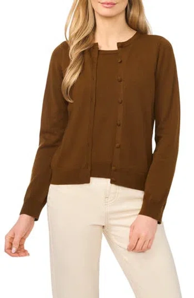 Halogen ® Attached Tank Cardigan Sweater In Brown