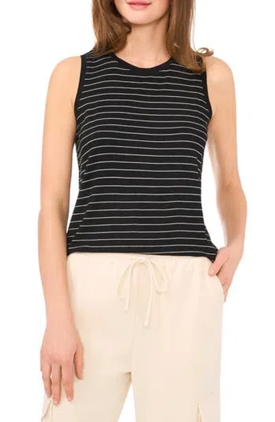 Halogen ® Back Keyhole Tank In Black/white Mini Stripe