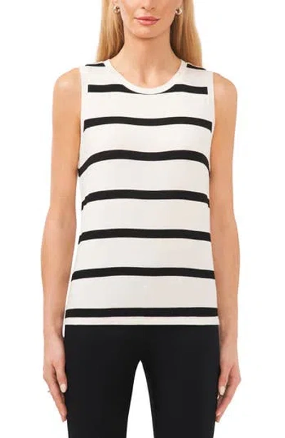 Halogen ® Back Keyhole Tank In Ivory/black Stripe