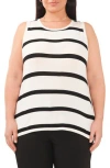 Halogen ® Back Keyhole Tank In Ivory/black Stripe