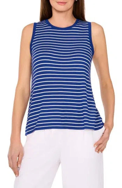 Halogen ® Back Keyhole Tank In Mazarine Blue Stripe