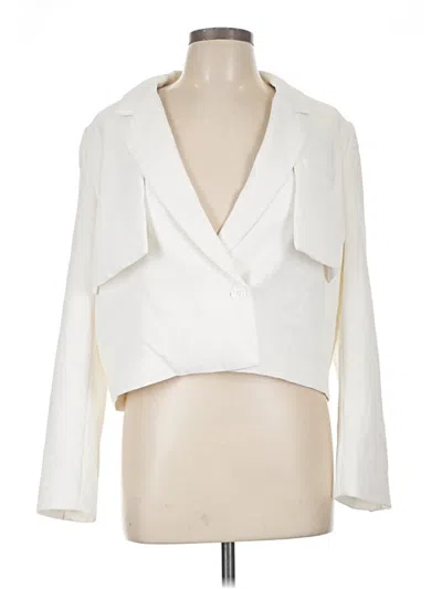 Pre-owned Halogen Blazer Jacket In Ivory