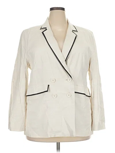 Pre-owned Halogen Blazer Jacket In Ivory