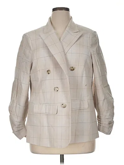 Pre-owned Halogen Blazer Jacket In Ivory