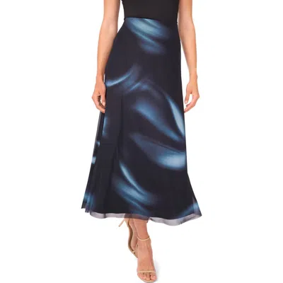 Halogen ® Blur Print Mesh Maxi Skirt In Black