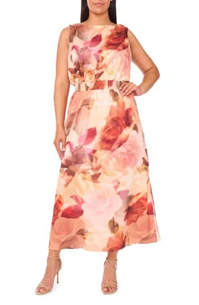 Halogen ® Blurred Floral Smocked Waist Maxi Dress In Multi