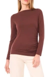 Halogen ® Boat Neck Long Sleeve Top In Brown