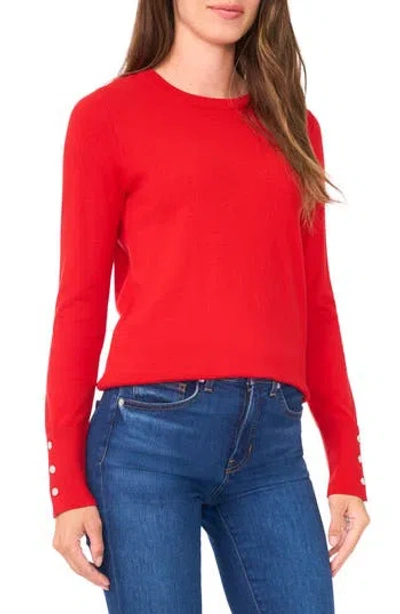 Halogen ® Button Cuff Cotton Blend Sweater In Red