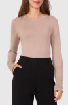 Halogen ® Button Cuff Crewneck Sweater In Brown
