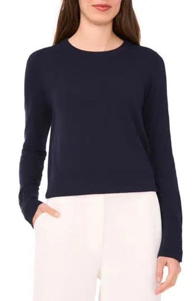 Halogen ® Button Cuff Crewneck Sweater In Blue