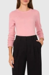 Halogen ® Button Cuff Crewneck Sweater In Bridal Rose