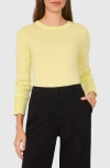 Halogen ® Button Cuff Crewneck Sweater In Pale Lime Yellow