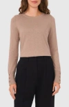 Halogen ® Button Cuff Crewneck Sweater In Warm Ash Brown