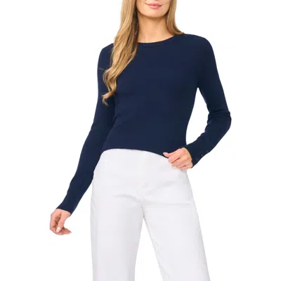 Halogen ® Button Cuff Rib Crewneck Sweater In Blue