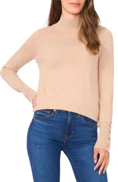 Halogen ® Button Cuff Turtleneck Sweater In Neutral