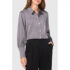Halogen ® Button-up Shirt In Smocked Pearl Grey