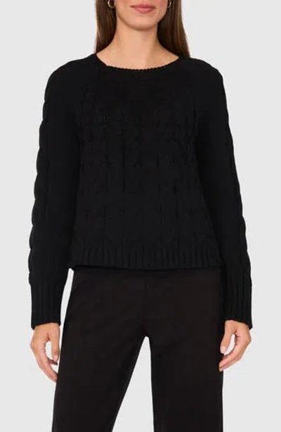 Halogen ® Cable Cotton Blend Crewneck Sweater In Rich Black