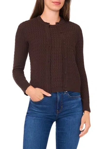 Halogen ® Cable Stitch Cotton Cardigan In Brown