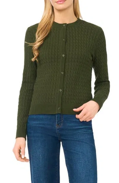 Halogen ® Cable Stitch Cotton Cardigan In Green