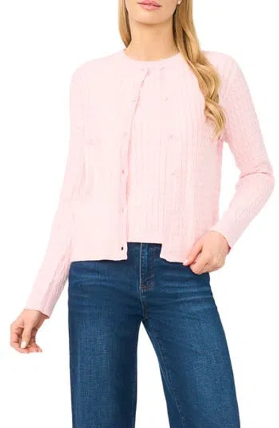 Halogen ® Cable Stitch Cotton Cardigan In Pink