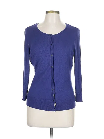 Pre-owned Halogen Cardigan Sweater In Blue