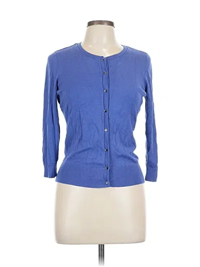 Pre-owned Halogen Cardigan Sweater In Blue