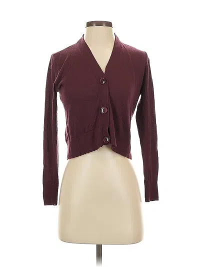 Pre-owned Halogen Cardigan Sweater In Burgundy