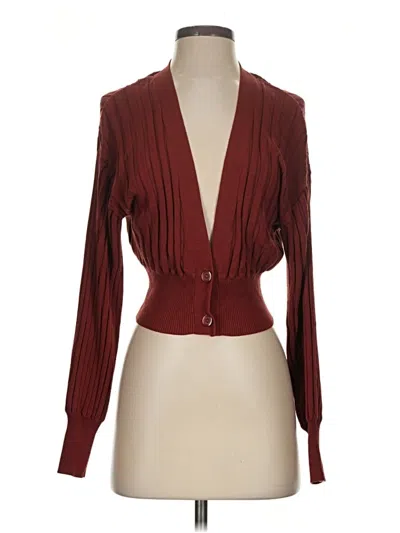 Pre-owned Halogen Cardigan Sweater In Burgundy