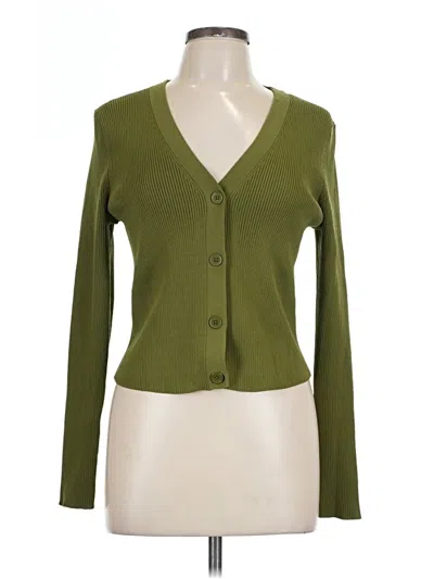 Pre-owned Halogen Cardigan Sweater In Green