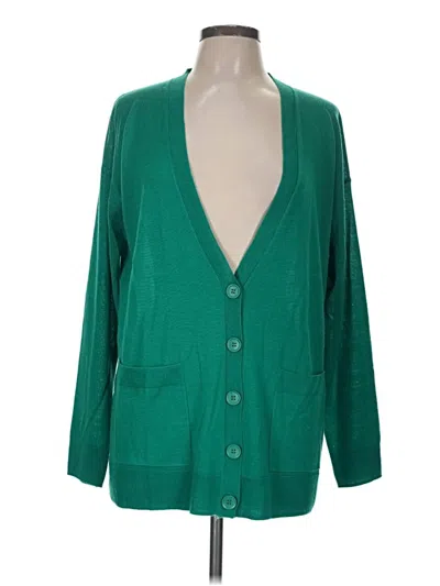 Pre-owned Halogen Cardigan Sweater In Green