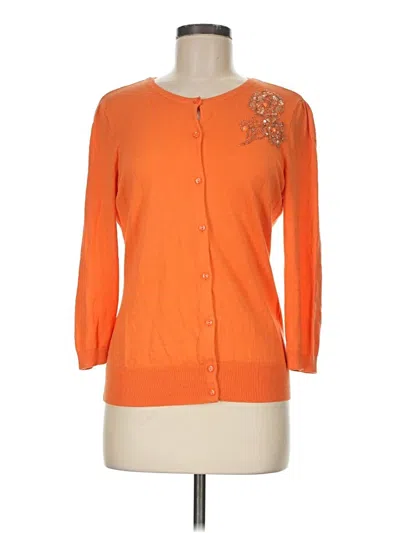 Pre-owned Halogen Cardigan Sweater In Orange