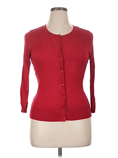 Pre-owned Halogen Cardigan Sweater In Red