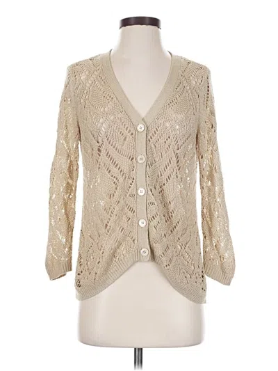 Pre-owned Halogen Cardigan Sweater In Tan