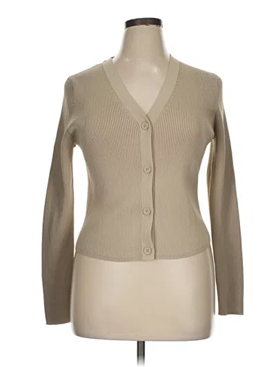 Pre-owned Halogen Cardigan Sweater In Tan