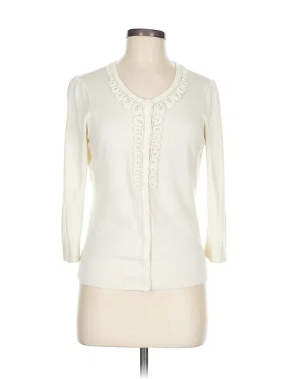 Pre-owned Halogen Cardigan Sweater In White