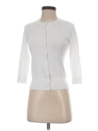Pre-owned Halogen Cardigan Sweater In White