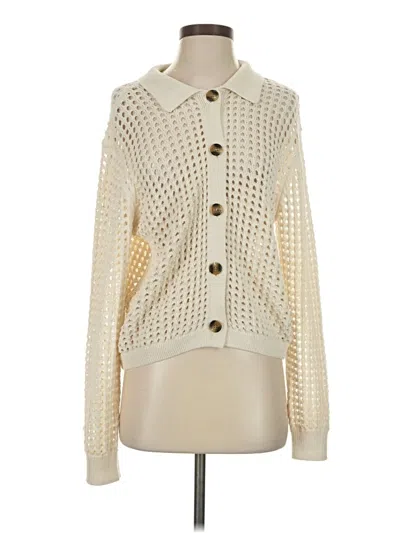 Pre-owned Halogen Cardigan Sweater In White