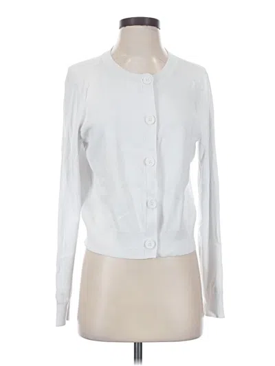 Pre-owned Halogen Cardigan Sweater In White