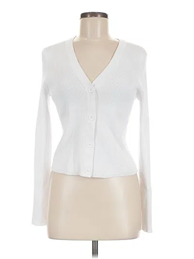 Pre-owned Halogen Cardigan Sweater In White