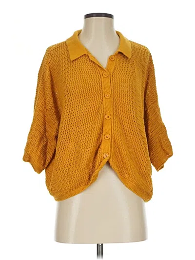 Pre-owned Halogen Cardigan Sweater In Yellow
