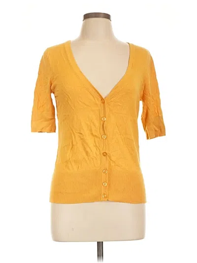 Pre-owned Halogen Cardigan Sweater In Yellow