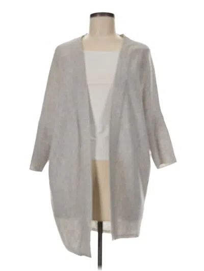 Pre-owned Halogen Cashmere Cardigan Sweater In Gray