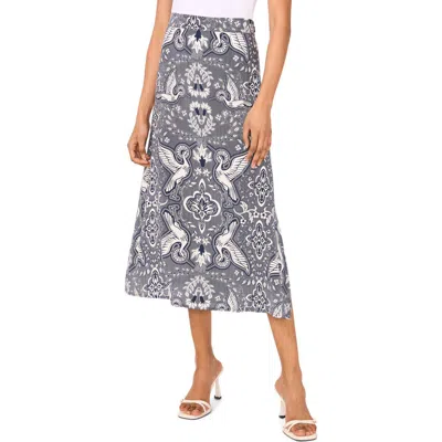 Halogen ® Challis A-line Midi Skirt In Classic Navy Bird