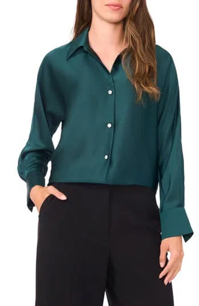 Halogen ® Charmeuse Button-up Shirt In Green