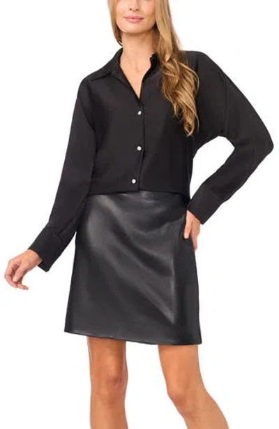 Halogen ® Charmeuse Button-up Shirt In Black