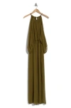 Halogen ® Chiffon Halter Jumpsuit In Olive Moss Green