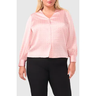 Halogen ® Collarless Satin Button-up Shirt In Bridal Rose